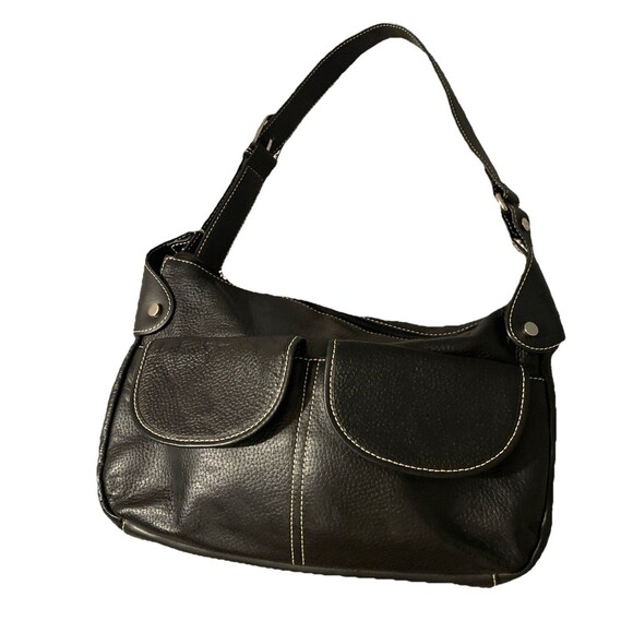 Maxx New York Bag Womens Pebbled Leather Black Flap‎ Pockets Zipper - Picture 1 of 10